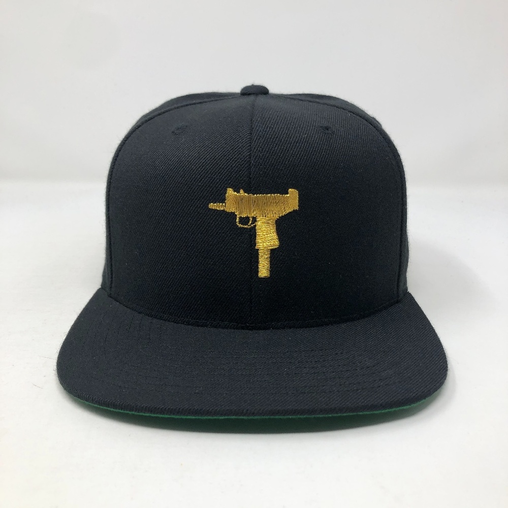 Uzi Gold Submachine Gun Black & Gold Snapback Hat